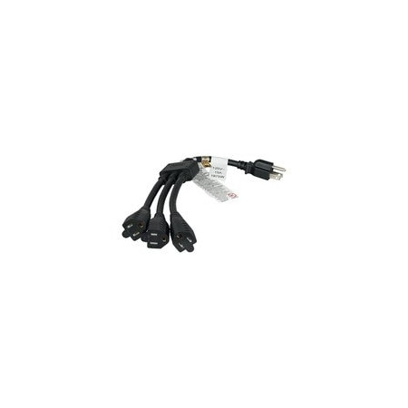 Cable Wholesale Power Cord Splitter, 3-way Grounded, 5-15R, 5-15P, 4 ft., Black 10W2-02102W